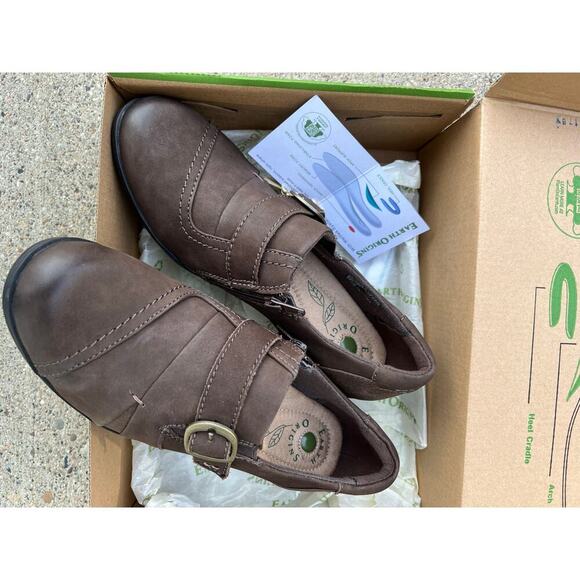 Earth Origins Dylan brown leather slip on casual shoes/booties, women's size 9 - Picture 11 of 11